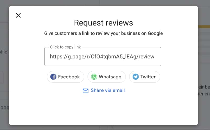 Image of Google Review form